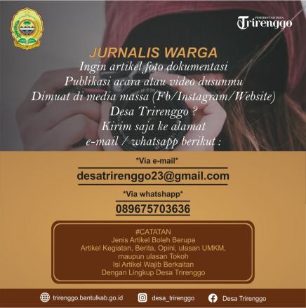 Silahkan Kirim Foto, Video, & Berita Untuk dimuat di Website Desa Trirenggo